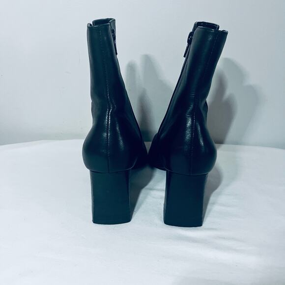 Ipanema Boots VTG 90s Sass Black Leather Ankle Square Toe Zip Office Chunky 7.5M - Picture 4 of 8